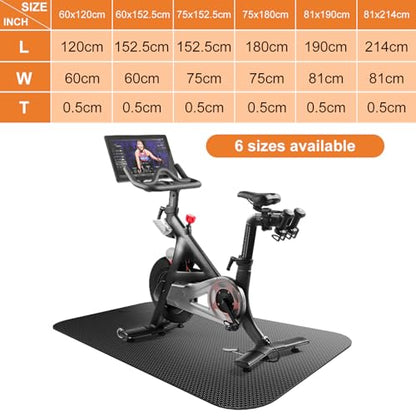Bike Mat,Treadmill Mat,Compatible for Elliptical,Exercise Bikes, Stationary Cycles,Spin Bike,Under Exercise Bike Trainer Pad for Indoor Stationary Gym Fitness Equipment Hardwood Floor Protector - size: 60" x 23.6"