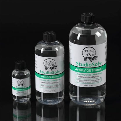 Tusc & Pine StudioSolv™ Odorless Mineral Spirits 33.8oz (1L) | Purified Odor-Free Spirit Solvent For Thinning Oils, Artists, Painting Thinner, Professionals, & More!