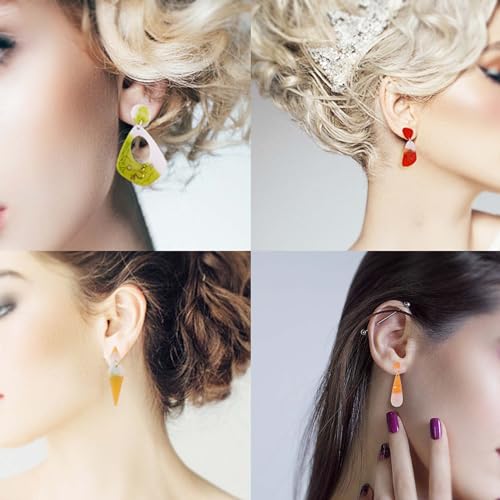 Attuslla 12 PCS Resin Earring Molds Silicone Jewelry Earring Molds Epoxy Resin Molds DIY Craft with Ear Hooks, Jump Rings for DIY Women Earrings, Pendants, Rings, Jewelry Craft Supplies - color: Style F
