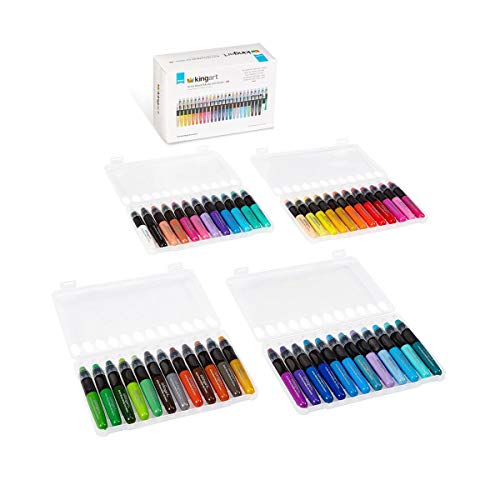 KINGART Mixed Media Gel Stick Crayons, Vibrant, Set of 48-Colors | Water-Soluble Gel Crayons, Smooth Blend, Works on Paper, Wood & Canvas, Odorless, Non-Toxic, Storage Case Included