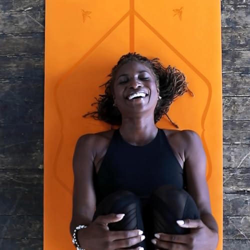 Liforme Travel Yoga Mat - Patented Alignment Design, Advanced Non-Slip Grip - color: Orange