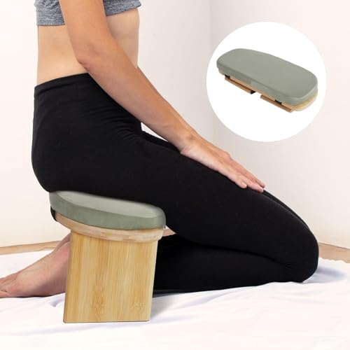 Foldable&Ergonomic Meditation Stool Foldable Kneeling Meditation Bench w/Cushion
