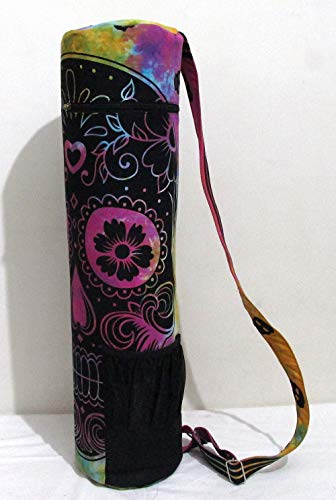 INDIAN CRAFT CASTLE ICC Yoga Mat Bag Carrier Full-Zip Exercise Yoga Mat Carry Bag for Women Men with Multi-Functional Storage Pockets and Adjustable Shoulder Strap 26X6 Inches - style: Multi Skull Yoga Bag