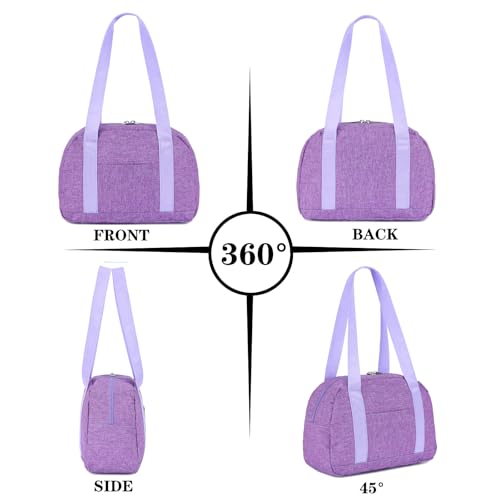 Mini Gym Bag for Women Girl 12 inch Small Gym Tote Lightweight Carry On Bag - color: Light Purple