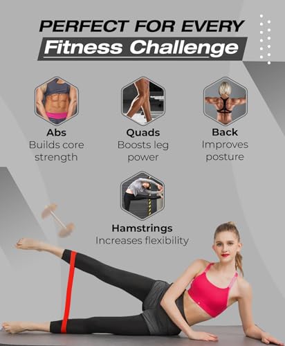 Bingwaah Loop Resistance Exercise Bands – Fabric & Elastic Sets of Exercise Bands for Strength Training - Rehab, Yoga, Pilates & Home Workout with Instruction Guide