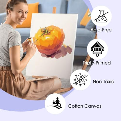 ESRICH 12x16 Stretched Canvas for Painting, 8 Pack Blank Canvases for Painting -5/8 in Profile Primed Cotton Painting Canvas for Oil & Acrylic Paint - size: 12x16in-8P