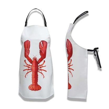 Cooking Apron for Women Lobster Aprons for Men for Kitchen Restaurant BBQ Painting Crafting Gardening 27” (W) x 31” (H), Waterproof Aprons - color: Lobster