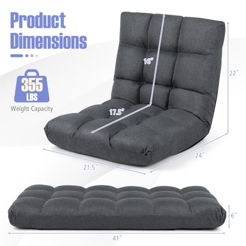 GIANTEX 14-Position Adjustable Floor Chair for Adults (Gray) - color: Grey