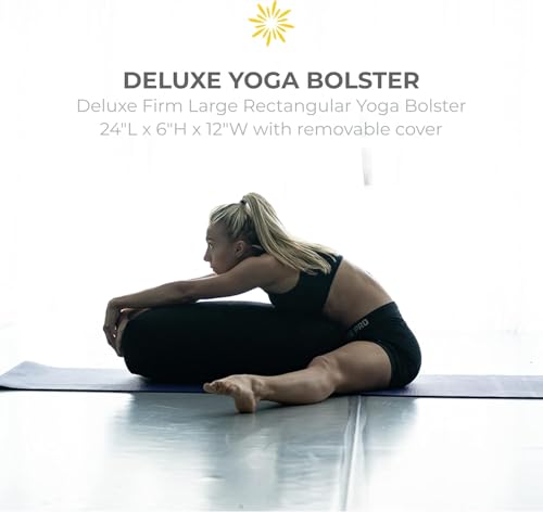 6 Piece Restorative Yoga Kit | Includes 1 Yoga Bolster (24"x12"x6"), 2 Blocks (4"x6"x 9"), 1 6ft D-Ring Strap, 1 Mexican Blanket, 1 Unscented Eye Pillow - color: Charcoal