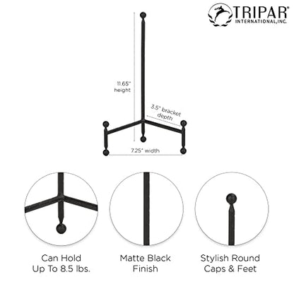TRIPAR Modern Tripod Easel Display, Black Finish - Lightweight & Durable Design - Perfect for Displaying Decorative Pictures, Artwork, Plates, Tiles, & More (12 Inch) - size: 12 Inch