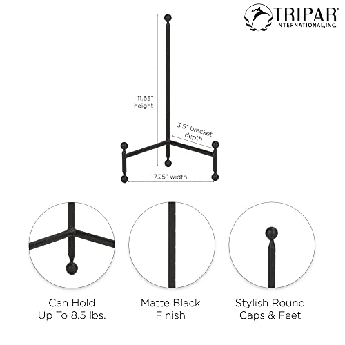 TRIPAR Modern Tripod Easel Display, Black Finish - Lightweight & Durable Design - Perfect for Displaying Decorative Pictures, Artwork, Plates, Tiles, & More (12 Inch) - size: 12 Inch