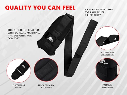 Foot and calf stretcher for planter fasciitis, Heel Spurs, Foot Drop, Achilles Tendinitis, Hamstring Strains, and Calf Muscle Stretching - color: Black