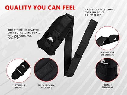 Foot and calf stretcher for planter fasciitis, Heel Spurs, Foot Drop, Achilles Tendinitis, Hamstring Strains, and Calf Muscle Stretching - color: Black
