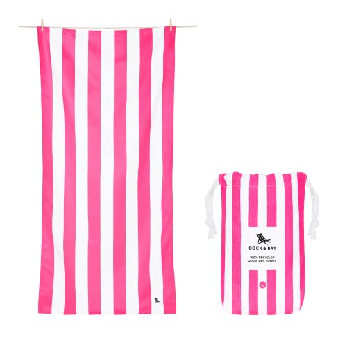 Dock & Bay Quick Dry Beach Towel - Cabana - Phi Phi Pink - Extra Large | Sand-Resistant, Includes Travel Bag, Lightweight & Compact, 100% Recycled DryQ Fabric, Extra Large (200x90cm, 78x35") - color: Cabana - Phi Phi Pink, size: Extra Large (200x90cm, 78x