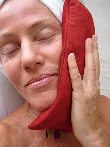 Eye Pillow Red Denim Cherry Pit-Stone Pack, Microwavable Hot/Cold Compress, Sustainable Heating Pad, Moist Heat, Headache Pain Relief, Spa Yoga Gift - color: Red Denim, Natural-dyed