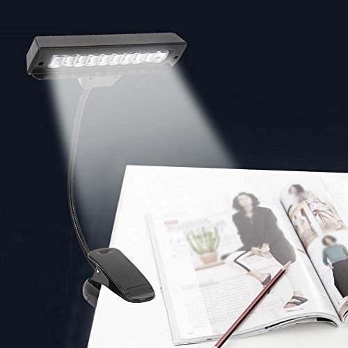 Music Stand Light, Clip on LED Lamp with 10 Bright LEDs, 360° Adjustable Gooseneck, USB or Battery Powered for Piano, Sheet Music, Desk, Travel
