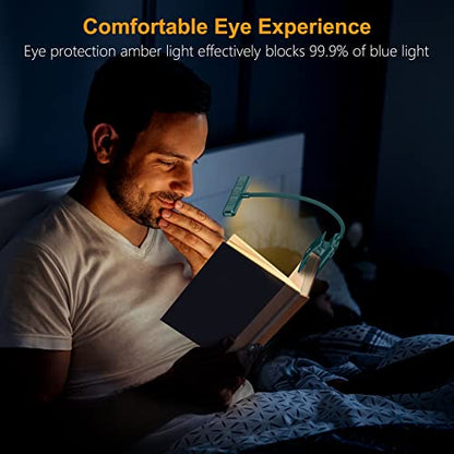 Gritin 19 LED Rechargeable Book Light for Reading in Bed | Eye Caring 3 Color Temps,Stepless Dimming Brightness,Memory Function,90 Hrs Runtime Lightweight Clip on Light-Blackish Green - color: Blackish Green