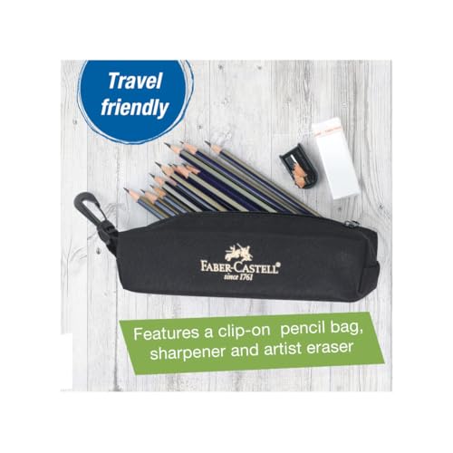 Faber-Castell Creative Studio Art On-The-Go Graphite Sketch Set – 15 Sketching Pencils and Accessories