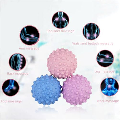 WOVTE Massage Lacrosse Ball Set for Sore Muscles, Shoulders, Neck, Back, Foot, Body, Deep Tissue, Trigger Point, Muscle Knots, Yoga and Myofascial Release - color: Blue Pink Purple