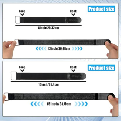 10Pack Elastic Cinch Straps 1" x 8" Heavy Duty Fastening Hook and Loop Nylon Straps Reusable Adjustable Cable Straps for Cords & Cable Management, Home, Garage, Travel - size: 1''×8''