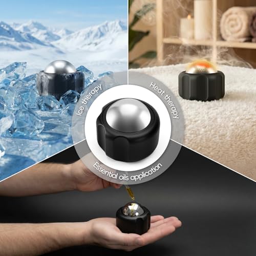 Cold Massage Roller Ball Ice Roller for Muscle Recovery-Black | medical-grade stainless steel,Cooling Cold Therapy Roller,Deep Tissue, Pain Relief,Supports Cold, Heat, or Essential Oil Use - color: Black