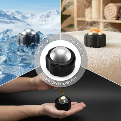 Cold Massage Roller Ball Ice Roller for Muscle Recovery-Black | medical-grade stainless steel,Cooling Cold Therapy Roller,Deep Tissue, Pain Relief,Supports Cold, Heat, or Essential Oil Use - color: Black