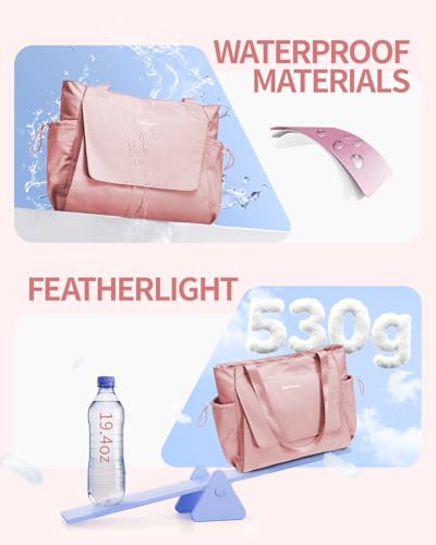 sportsnew Yoga Mat Bag Waterproof Tote Gym Bag Mat Carrier W/Wet Pocket | hook-and-loop mat holder 5s quick access, 40oz handled bottle pocket, wet bag, lightweight waterproof, drawstring pockets,19L - color: Lotus Root Pink