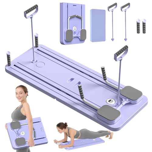 JANUA Pilates Board - Pilates Reformer Set, Multi-Purpose Foldable Pilates Reformer Board for Home, 5 in 1 Pilates Sliding Board - color: Purple