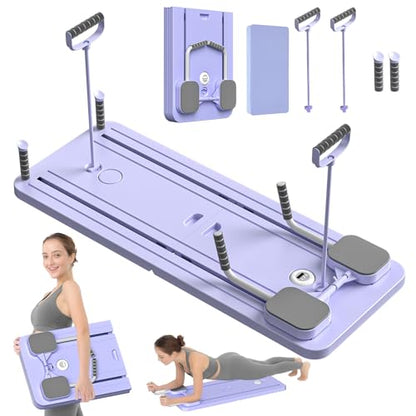 JANUA Pilates Board - Pilates Reformer Set, Multi-Purpose Foldable Pilates Reformer Board for Home, 5 in 1 Pilates Sliding Board - color: Purple
