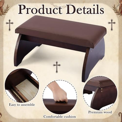 Dunzy Prayer Kneeler Bench, Wooden Kneelers for Praying, Church Prayer Bench Stool for Kneeling at Home, Padded Praying Kneeler Benches for Home and Church, Religious Gifts
