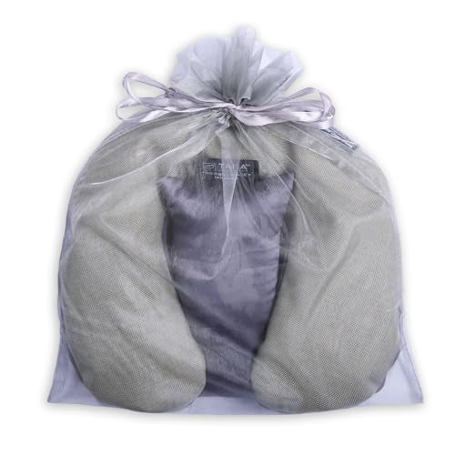 TARA Spa Therapy Herbal-Ease Aromatherapy Pillow Gift Bag Set, Neck + Silk Eye Pillow, Slate Gray - color: Slate Gray