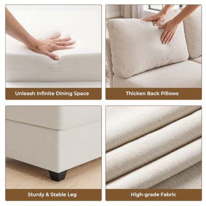 Breakfast Nook Bench with Storage, 4 Seats Modular Corner Banquette Seating - size: 4 Seats