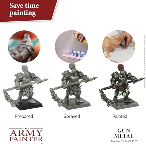 The Army Painter, Colour Primer Gun Metal, 400 ml acrylic spray | Spray Paint Basecoat for Miniature Model Undercoat Priming, Plastic Wargames, DnD & Warhammer - color: Gun Metal