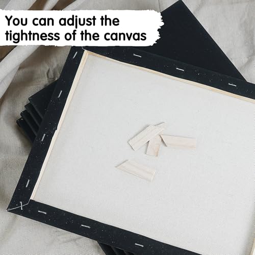 CONDA Black Stretched Canvas 11x14 inch 8 Pack Canvases for Painting, 100% Cotton, 8 oz Gesso-Primed, 5/8 Inch Profile Artist Canvas Value Bulk Pack for Acrylics, Oils Painting - size: 11"x14" 8 Pack