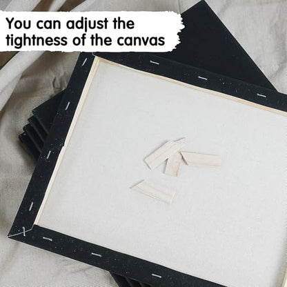 CONDA Black Stretched Canvas 11x14 inch 8 Pack Canvases for Painting, 100% Cotton, 8 oz Gesso-Primed, 5/8 Inch Profile Artist Canvas Value Bulk Pack for Acrylics, Oils Painting - size: 11"x14" 8 Pack