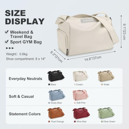 Womens Mini Gym Bag with Shoe Compartment 20L, Cream - color: Cream