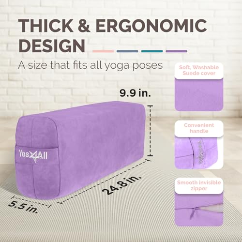 Yes4All Triple-Layer Sponge Yoga Bolster Pillow for Restorative Yoga & Meditation - Versatile Yoga Support Pillow, Balance & Poses Modification - color: D. Purple