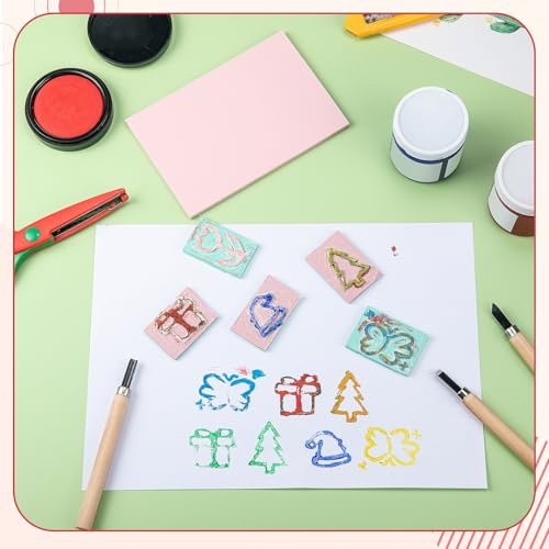 Frienda 40 Pcs 4"x6" Rubber Carving Blocks Linoleum Block Stamp Making Kit Soft Rubber for Craft Project Beginners Stamp Maker Printmaking Supplies (White and Pink) - color: White and Pink