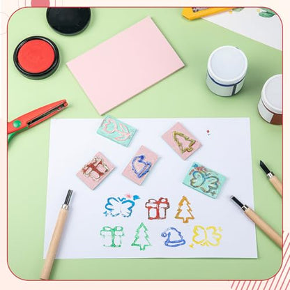 Frienda 40 Pcs 4"x6" Rubber Carving Blocks Linoleum Block Stamp Making Kit Soft Rubber for Craft Project Beginners Stamp Maker Printmaking Supplies (White and Pink) - color: White and Pink