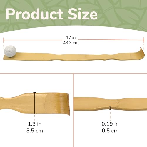 BambooMN 17 Inch Bamboo Wooden Back Scratchers Bongers for Itchy Stress Relief, 2 Units - color: 17" Backscratcher Bonger, size: 2 Units