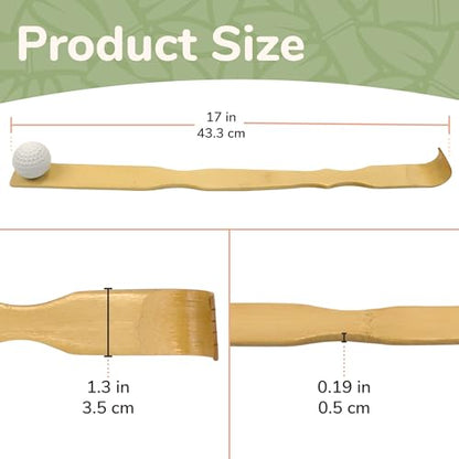 BambooMN 17 Inch Bamboo Wooden Back Scratchers Bongers for Itchy Stress Relief, 2 Units - color: 17" Backscratcher Bonger, size: 2 Units