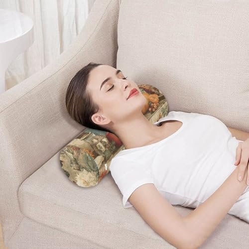 Bolster Pillow Neck Pillow Round Soft Health Memory Foam Pillows Long Cylindrical Body Pillow with Removable Cover Cute Back Yoga Autumn Harvest Flowers Beige 17" x 5.5" - color: Autumn Harvest Flowers Beige