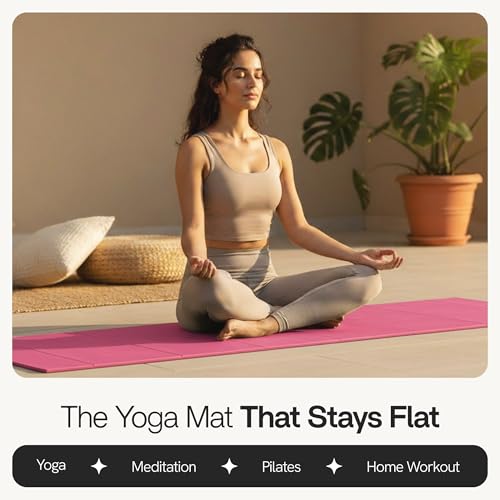 Folding Yoga Mat, TPE Folding Yoga Mat, Foldable Exercise Mat for Yoga, Pilates, Floor Workouts, Compact Design, Travel Friendly, Ideal for Home & Gym, Knee pad, Kneeling pad, No Roll Mat - color: Pink