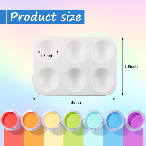20 PCS White Paint Tray Palettes, Plastic Watercolor Paint Pallets with 6 Wells for Painting Party, DIY Craft and Art Painting