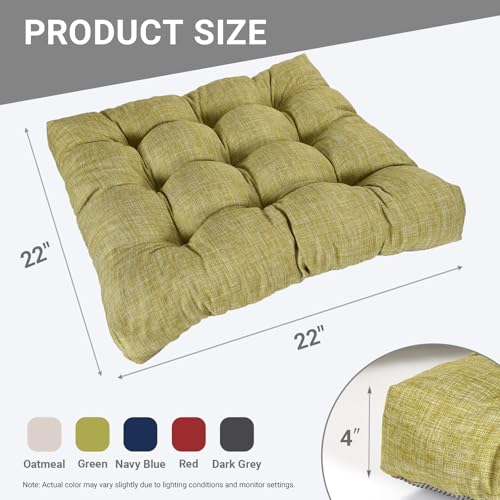 Large Square Floor Cushions Set of 2, 22 x 22 Inch with Non-Slip Bottom, Memory Foam Floor Pillow for Sitting, Meditation & Yoga, Soft Supportive Floor Seating Cushion for Adults & Kids (2, Green) - color: Green