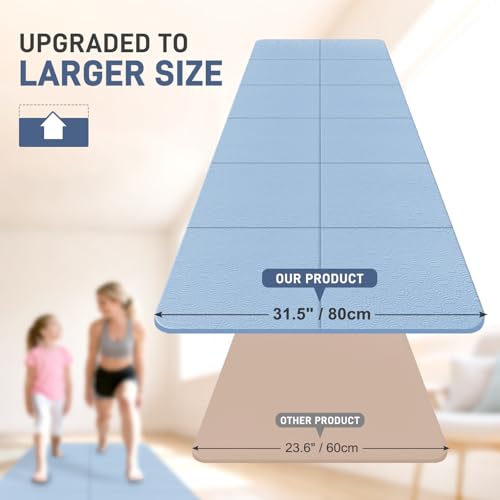 Foldable Yoga Mat for Travel 72"x 32"x 0.32"Inch, 8mm Thick Folding Exercise Mat, Outdoor Non-slip Pilates Mat for Women & Men, Wide Yoga Mat Packable for Workout and Fitness - color: Blue