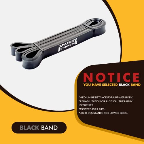 Draper's Strength Heavy Duty Resistance Stretch Loop Bands for Powerlifting Workout Exercise and Assisted Pull Ups - color: #03 Black