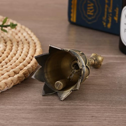 Super Loud Lotus Brass Hand Call Bell Ringing Dinner Bell(Bronze) | Hand Bells for Seniors Bedside, Teacher Classroom School Bell, Wedding Bell, Tibetan Meditation Bell, Gift for Bedridden Mom
