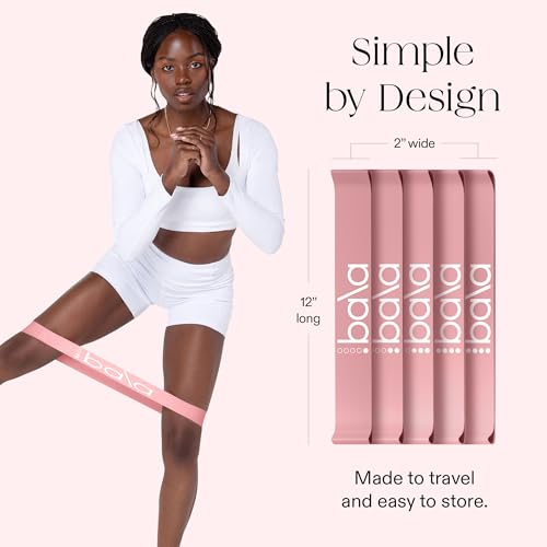 Bala Bands Resistance Bands, Elastic Booty Bands for Home Workouts, 5 Pack - color: Blush