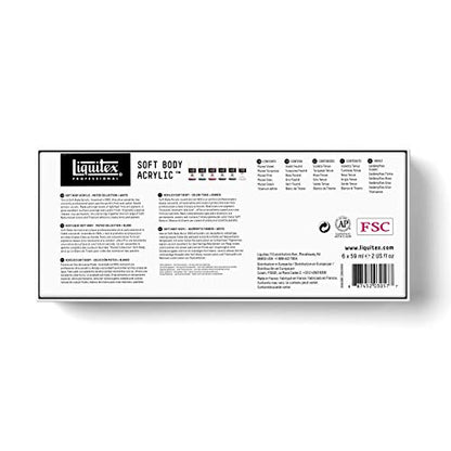 Liquitex Soft Body Acrylic Paint, 6 x 59ml (2-oz), Muted Collection + White | Low Viscosity, Highly Pigmented, Satin Finish, Retains Subtle Brush Strokes, Great Surface Coverage, Highly Versatile - style: Muted Collection 6 x 59ml (2-oz)